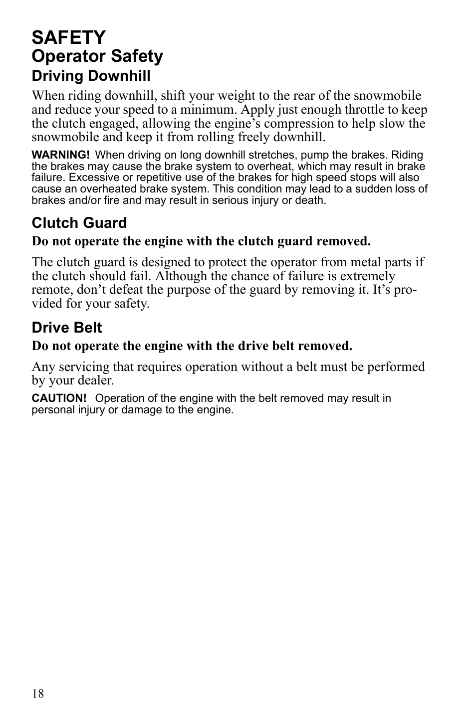 Safety, Operator safety | Polaris Widetrack LX User Manual | Page 21 / 127