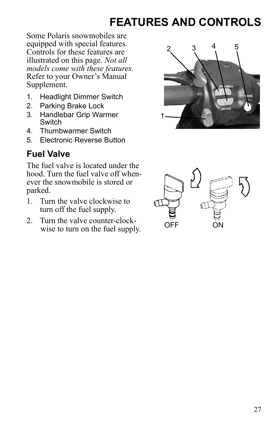 Features and controls | Polaris Widetrack LX User Manual | Page 30 / 127