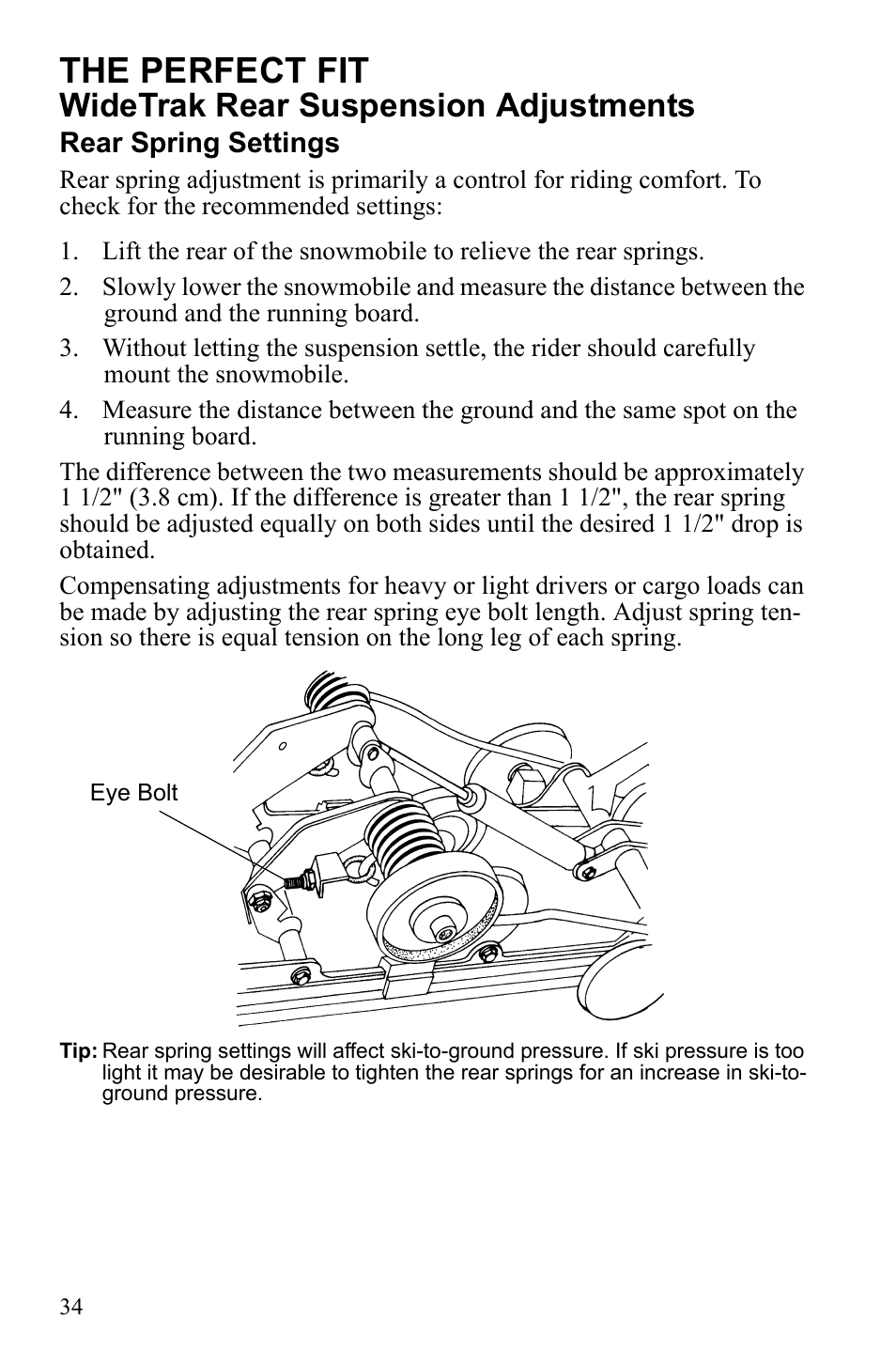 The perfect fit, Widetrak rear suspension adjustments | Polaris Widetrack LX User Manual | Page 37 / 127