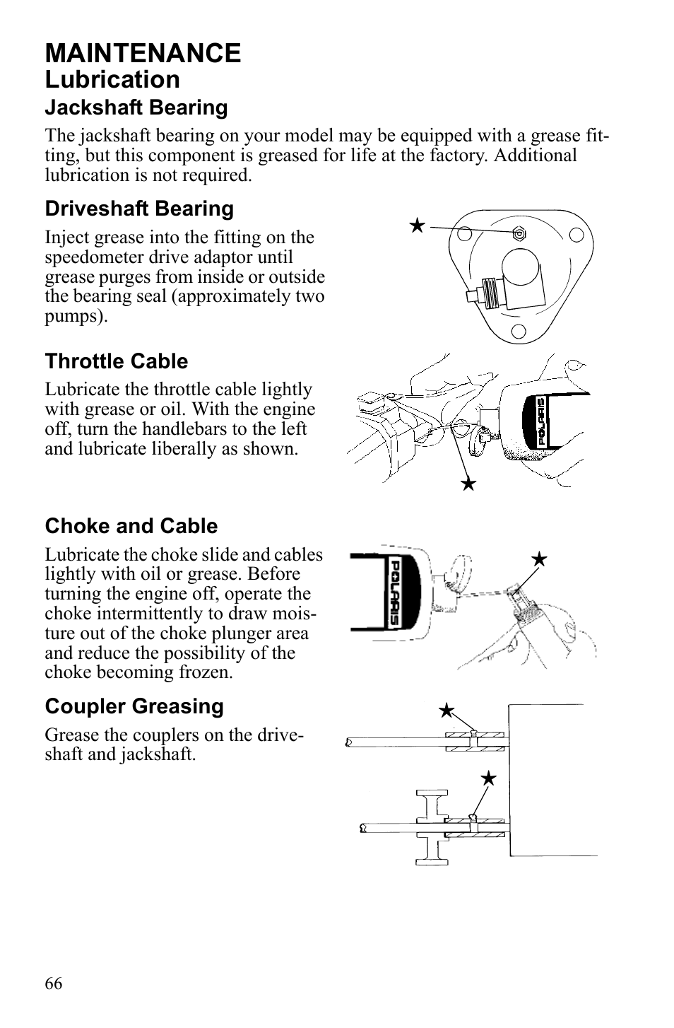 Maintenance, Lubrication | Polaris Widetrack LX User Manual | Page 69 / 127