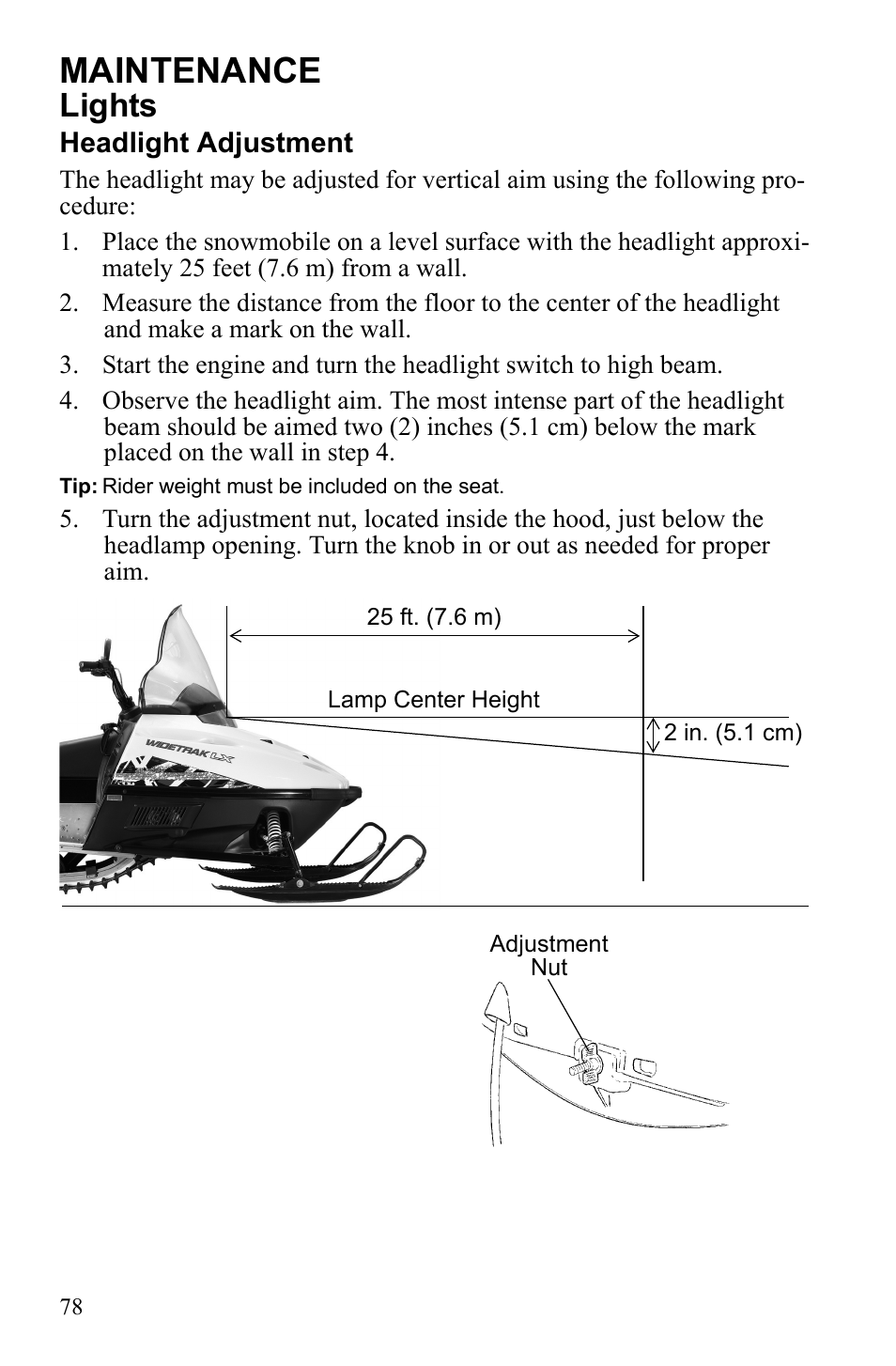 Maintenance, Lights | Polaris Widetrack LX User Manual | Page 81 / 127