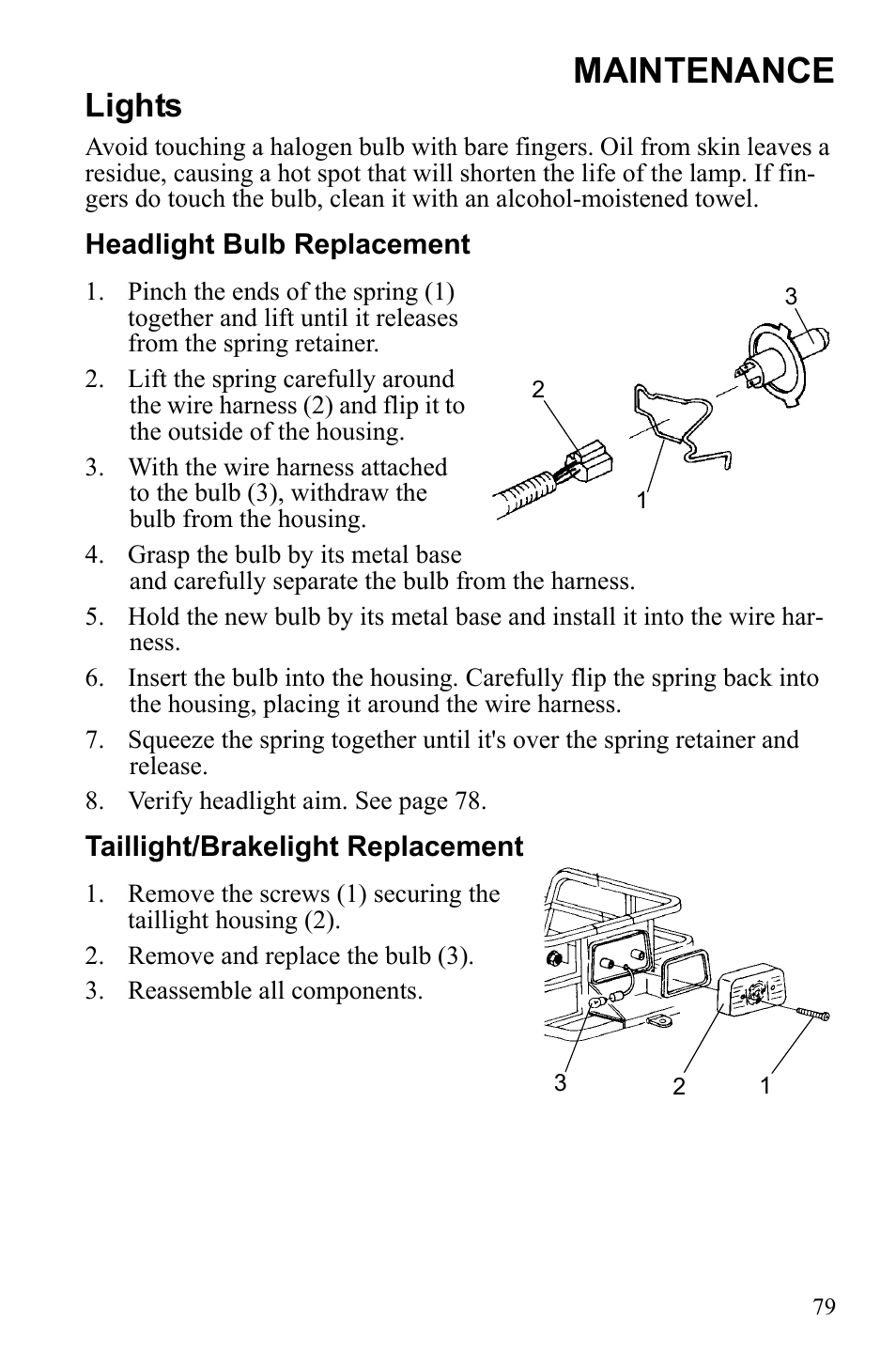 Maintenance, Lights | Polaris Widetrack LX User Manual | Page 82 / 127