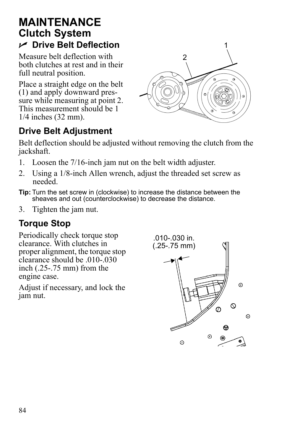 Maintenance, Clutch system | Polaris Widetrack LX User Manual | Page 87 / 127