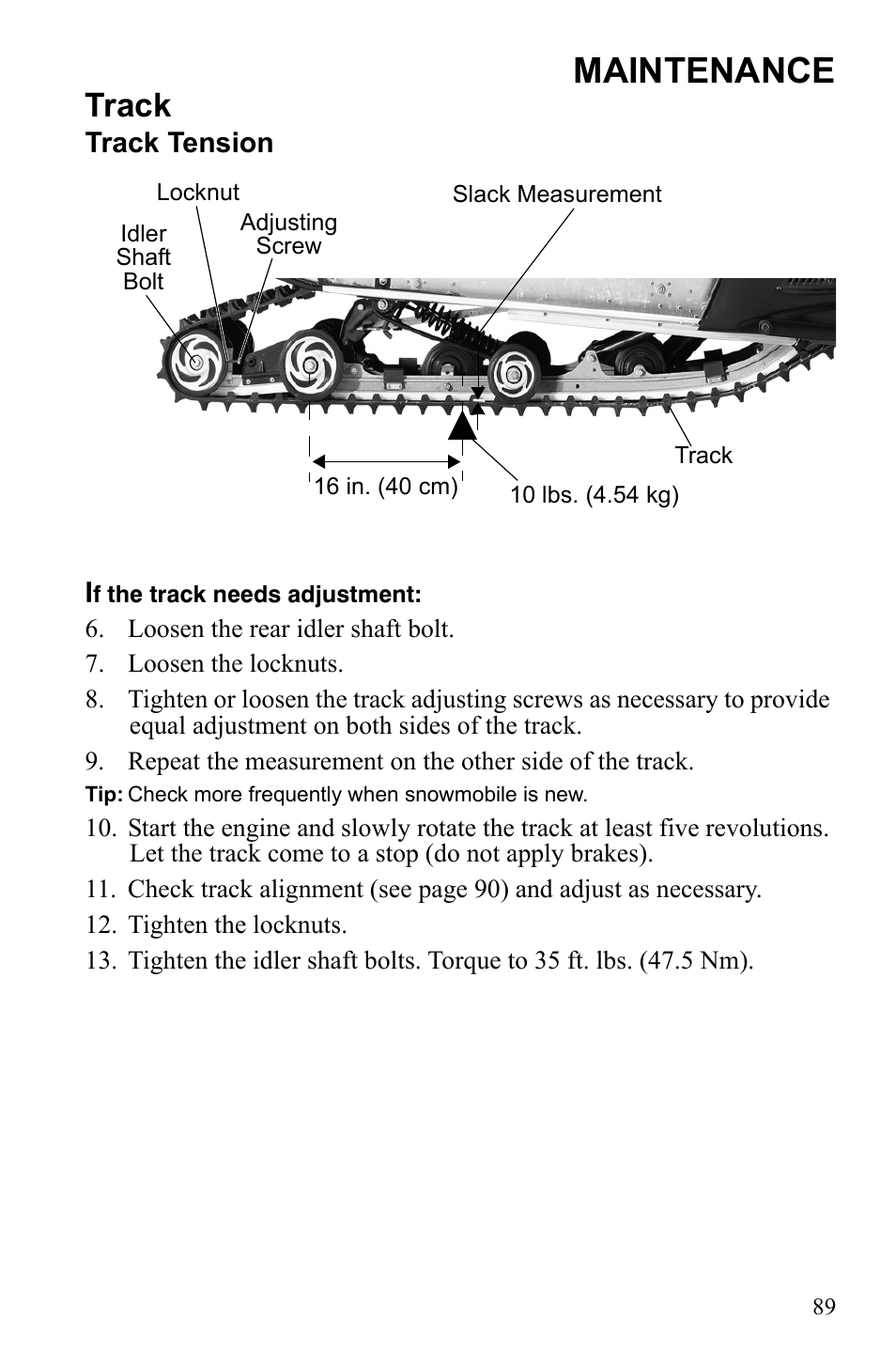 Maintenance, Track | Polaris Widetrack LX User Manual | Page 92 / 127