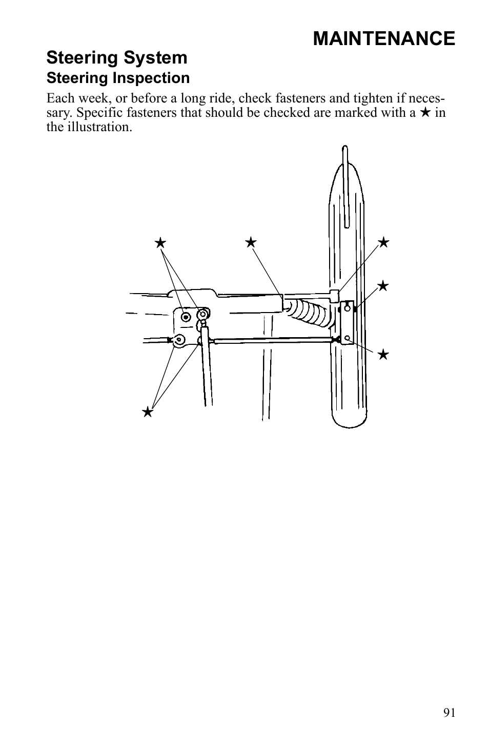 Maintenance, Steering system | Polaris Widetrack LX User Manual | Page 94 / 127