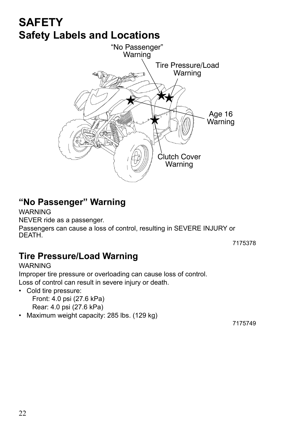 Safety, Safety labels and locations | Polaris Phoenix 9921841 User Manual | Page 25 / 109