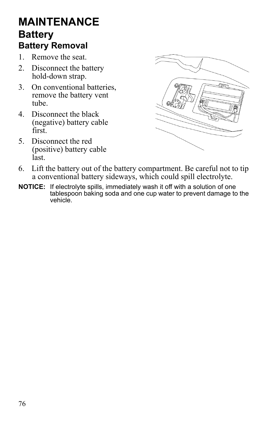 Maintenance, Battery | Polaris Phoenix 9921841 User Manual | Page 79 / 109