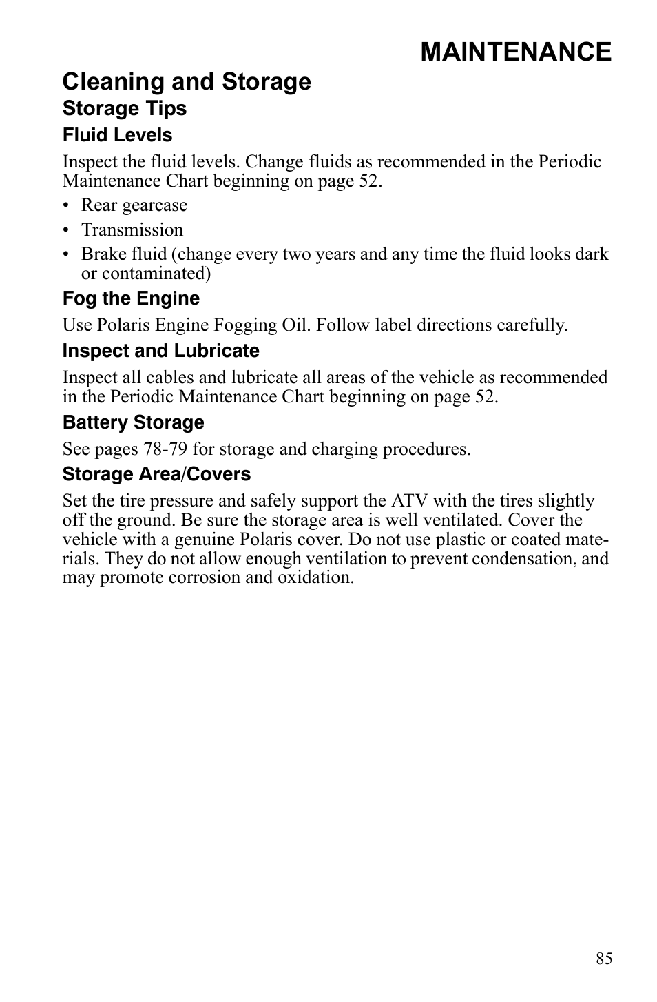 Maintenance, Cleaning and storage | Polaris Phoenix 9921841 User Manual | Page 88 / 109