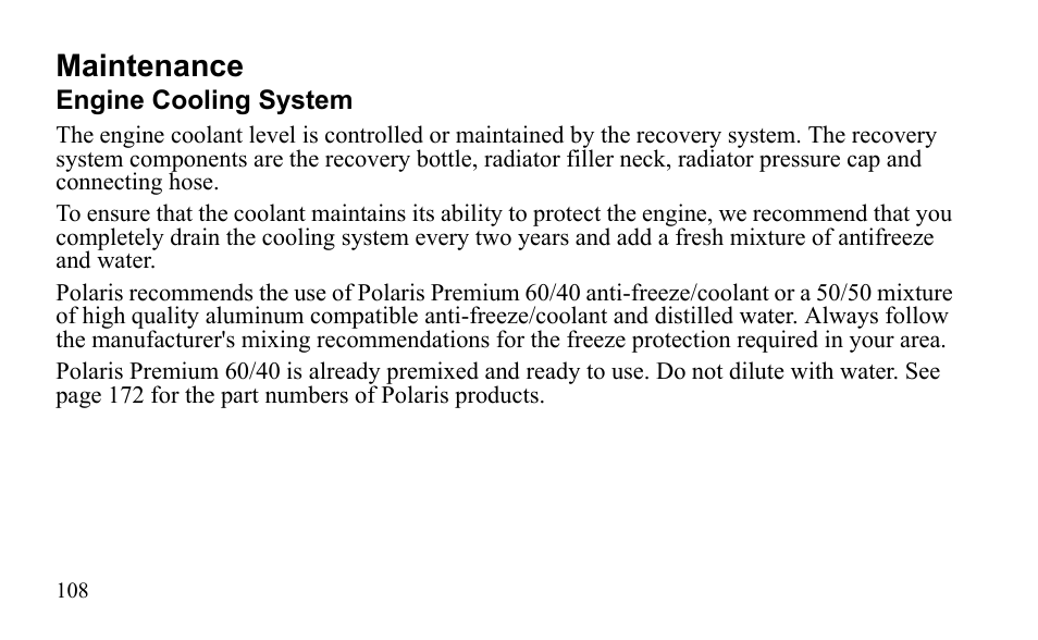 Maintenance | Polaris Outlaw 450 MXR User Manual | Page 112 / 212