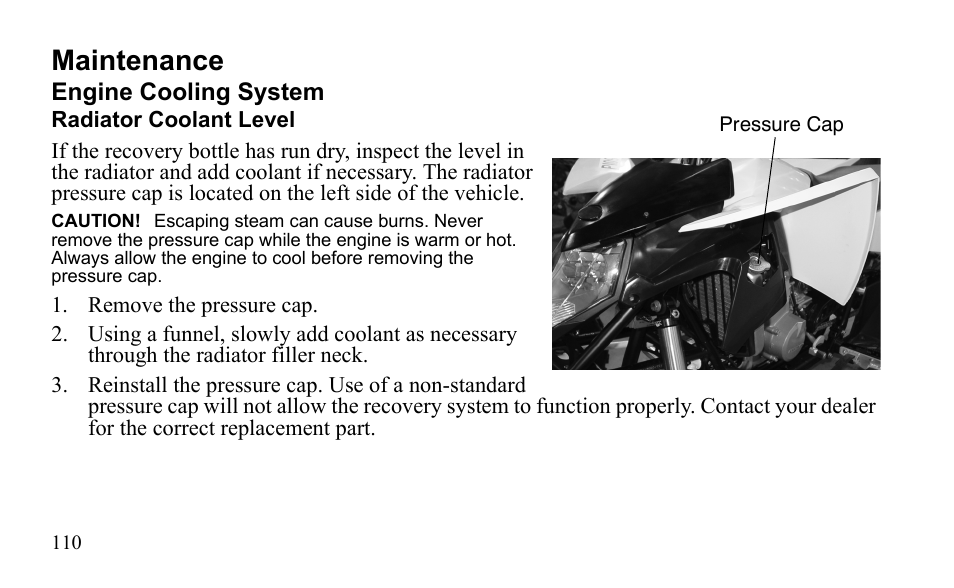 Maintenance | Polaris Outlaw 450 MXR User Manual | Page 114 / 212