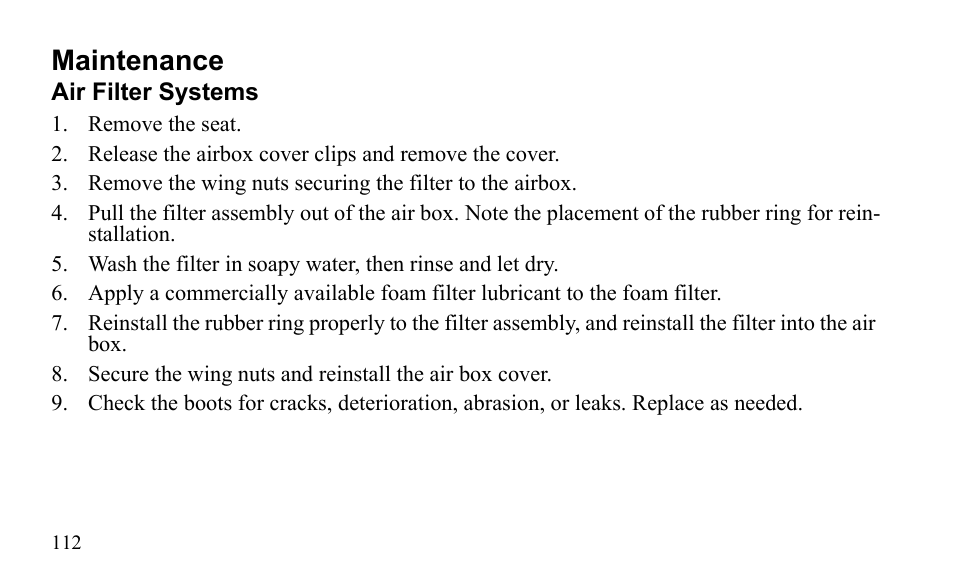Maintenance | Polaris Outlaw 450 MXR User Manual | Page 116 / 212