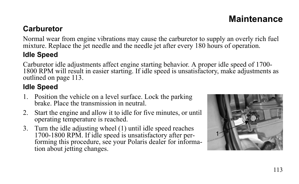 Maintenance | Polaris Outlaw 450 MXR User Manual | Page 117 / 212
