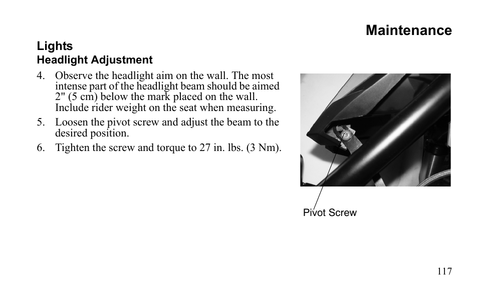Maintenance | Polaris Outlaw 450 MXR User Manual | Page 121 / 212