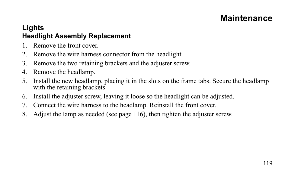 Maintenance | Polaris Outlaw 450 MXR User Manual | Page 123 / 212