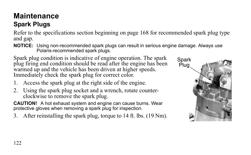 Maintenance | Polaris Outlaw 450 MXR User Manual | Page 126 / 212