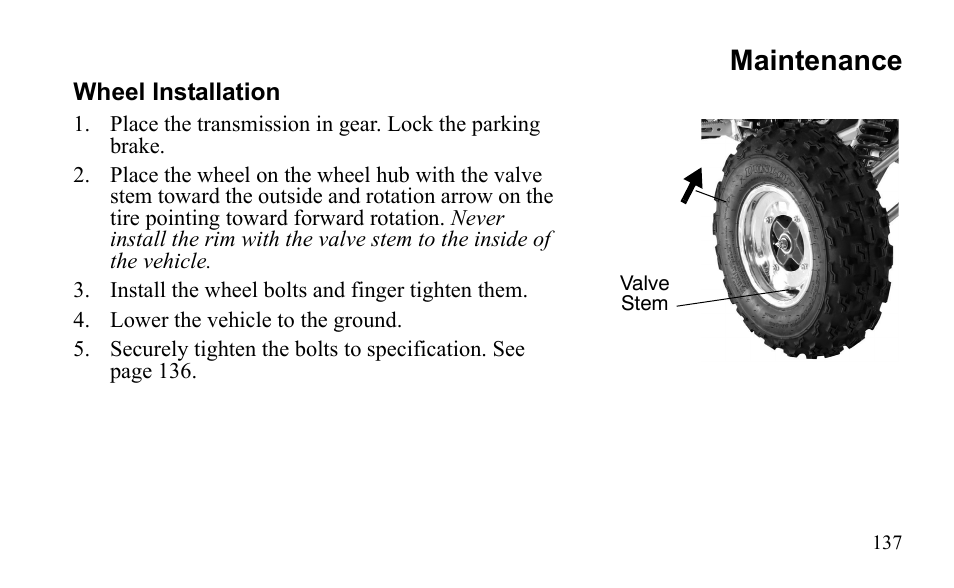 Maintenance | Polaris Outlaw 450 MXR User Manual | Page 141 / 212