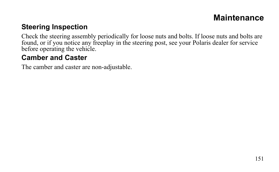 Maintenance | Polaris Outlaw 450 MXR User Manual | Page 155 / 212