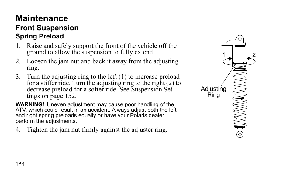 Maintenance | Polaris Outlaw 450 MXR User Manual | Page 158 / 212
