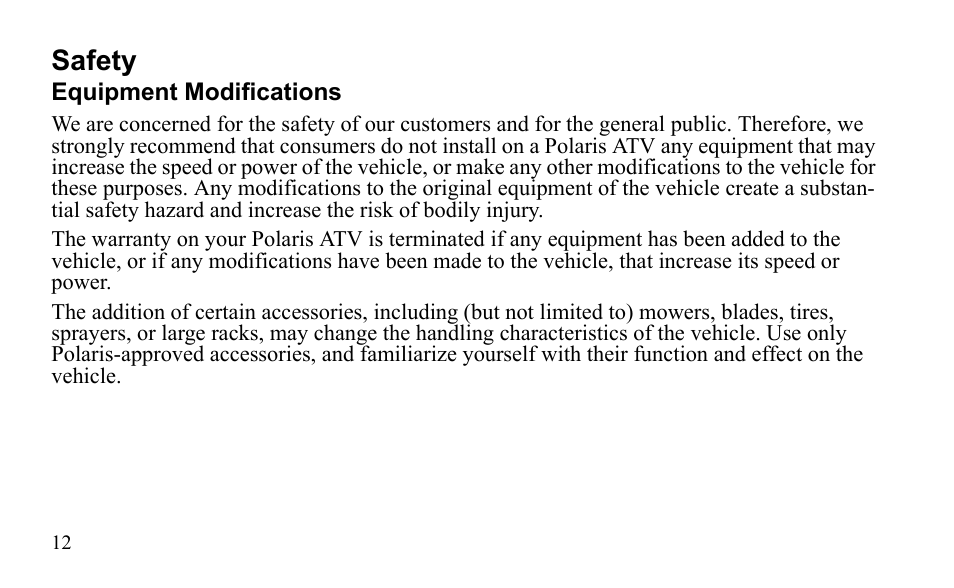 Safety | Polaris Outlaw 450 MXR User Manual | Page 16 / 212