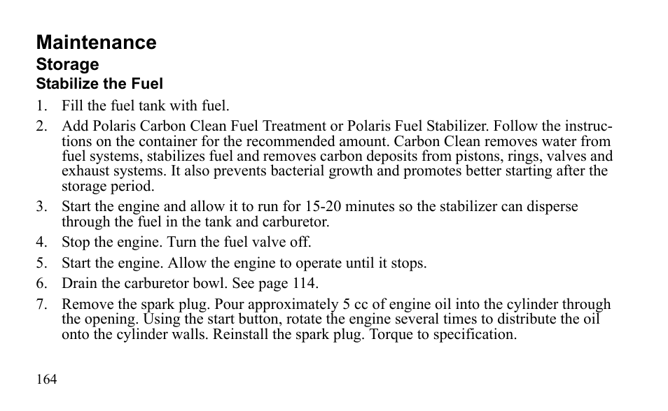 Maintenance | Polaris Outlaw 450 MXR User Manual | Page 168 / 212