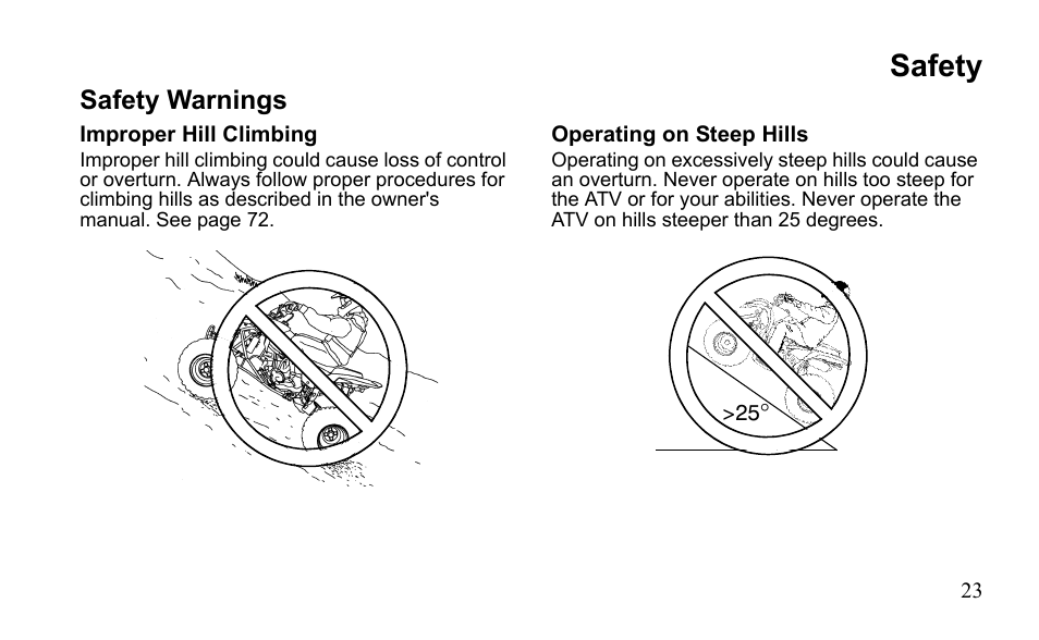 Safety, Safety warnings | Polaris Outlaw 450 MXR User Manual | Page 27 / 212
