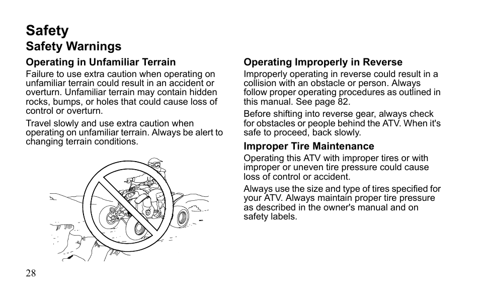 Safety, Safety warnings | Polaris Outlaw 450 MXR User Manual | Page 32 / 212