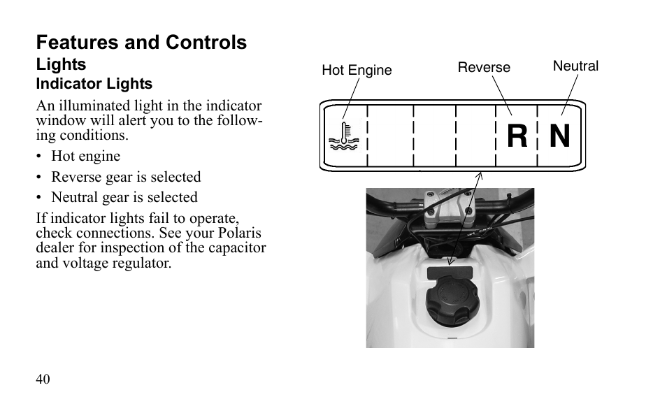 Features and controls | Polaris Outlaw 450 MXR User Manual | Page 44 / 212