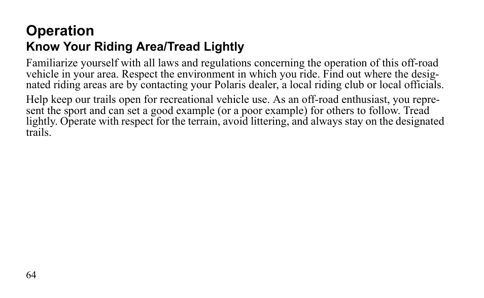 Operation | Polaris Outlaw 450 MXR User Manual | Page 68 / 212