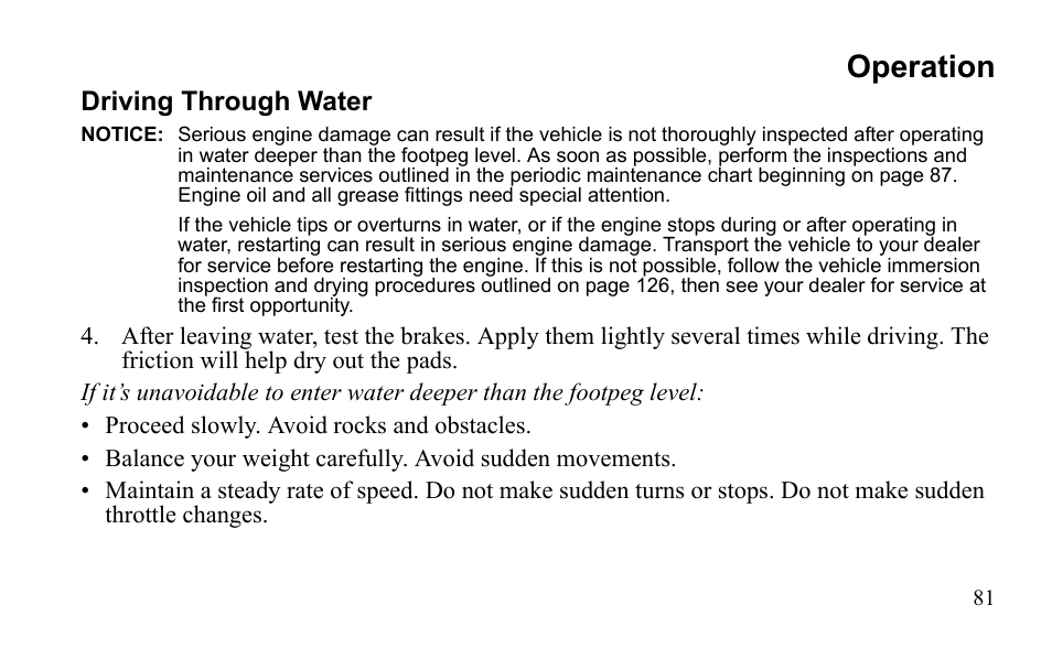 Operation | Polaris Outlaw 450 MXR User Manual | Page 85 / 212