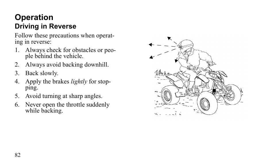 Operation | Polaris Outlaw 450 MXR User Manual | Page 86 / 212