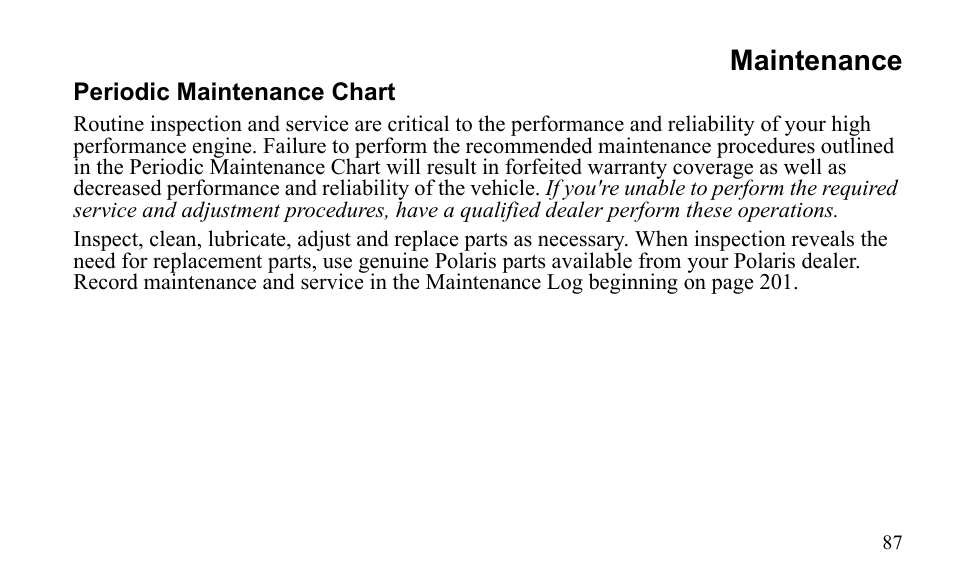 Maintenance | Polaris Outlaw 450 MXR User Manual | Page 91 / 212