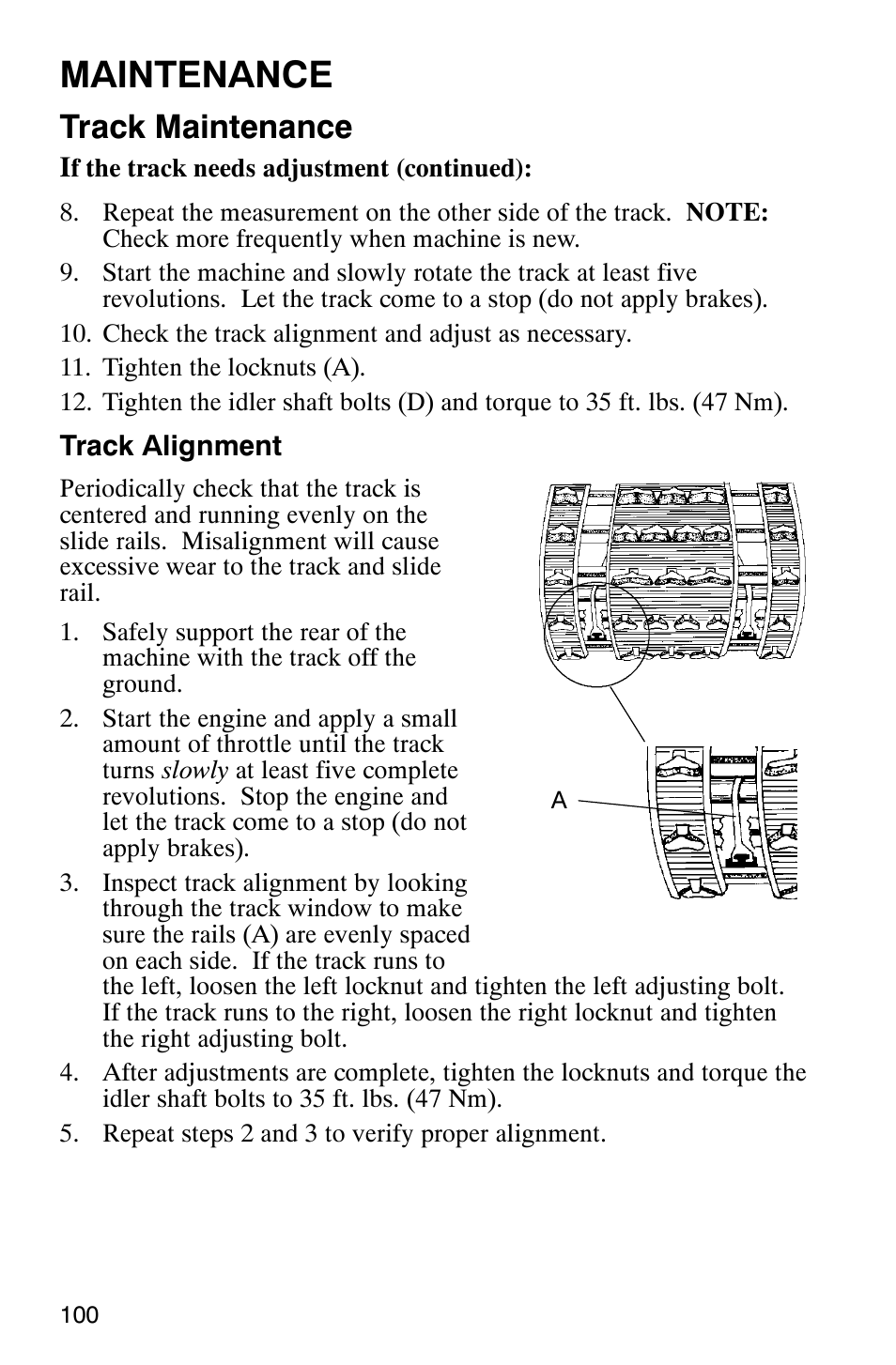Maintenance, Track maintenance | Polaris Frontier User Manual | Page 102 / 130