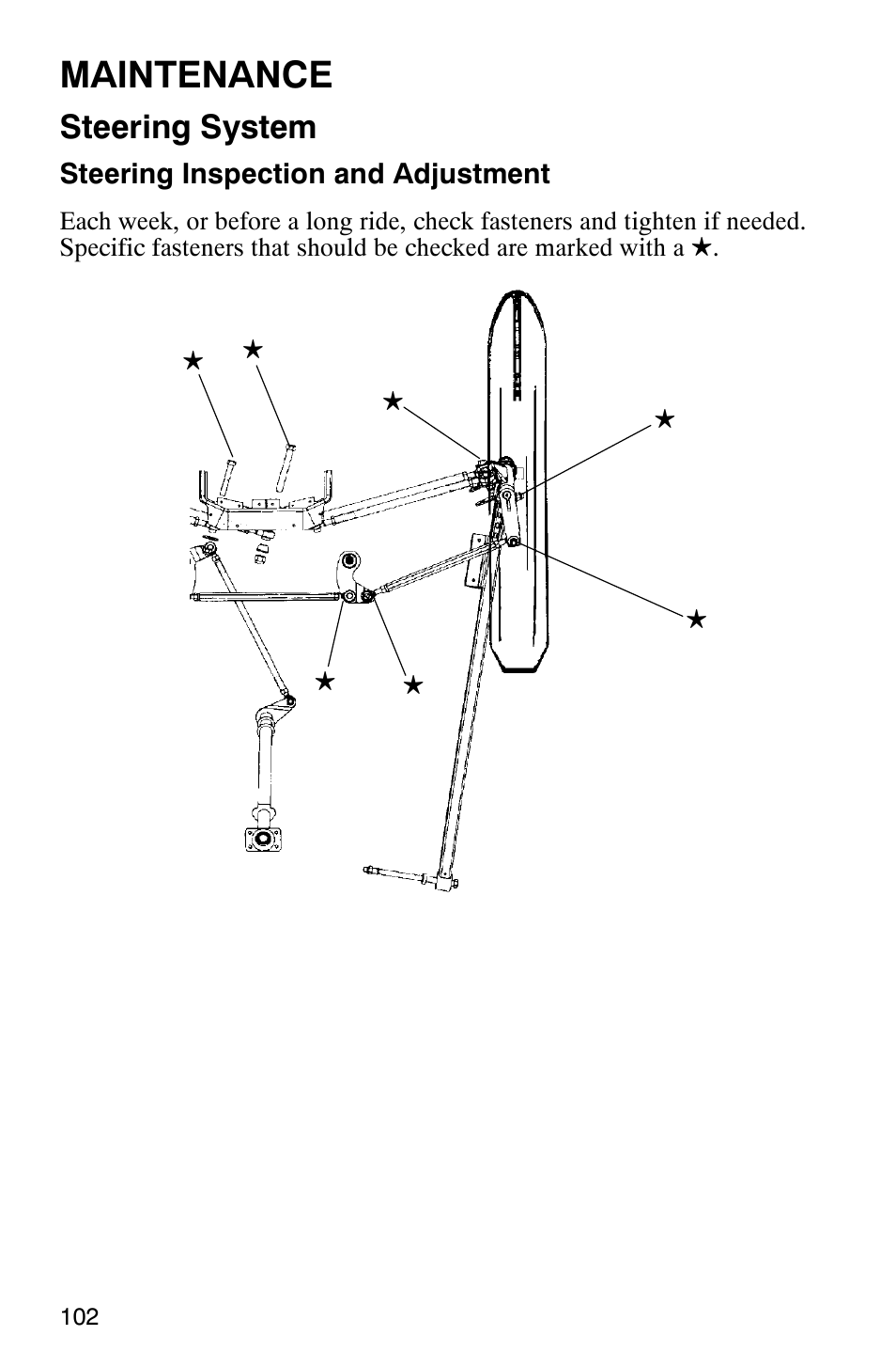 Maintenance, Steering system | Polaris Frontier User Manual | Page 104 / 130