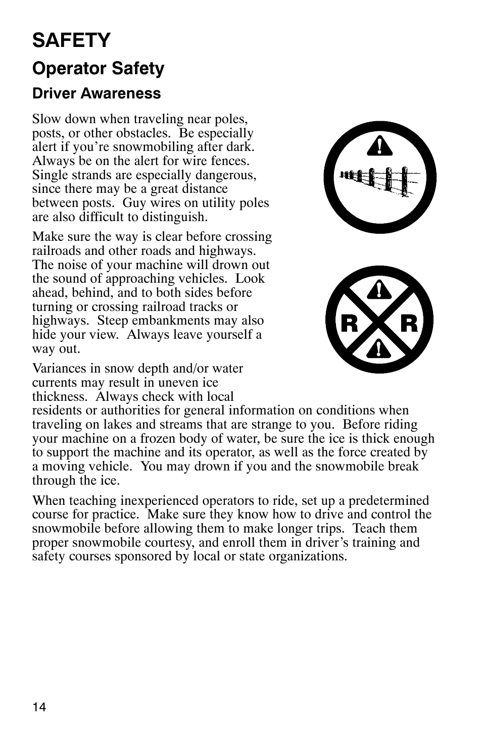 Safety, Operator safety | Polaris Frontier User Manual | Page 16 / 130