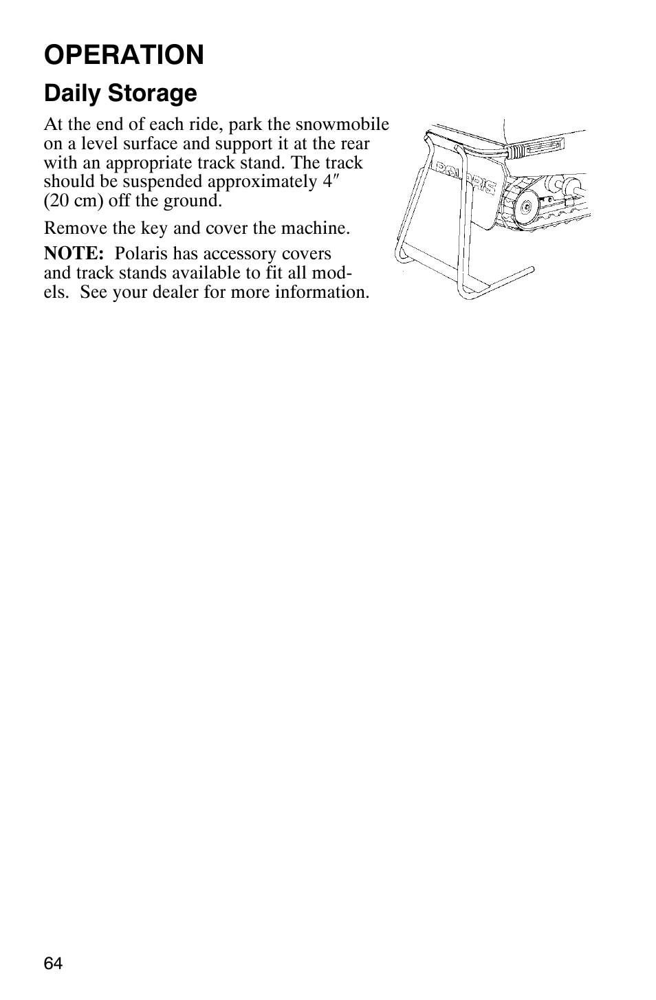 Operation, Daily storage | Polaris Frontier User Manual | Page 66 / 130