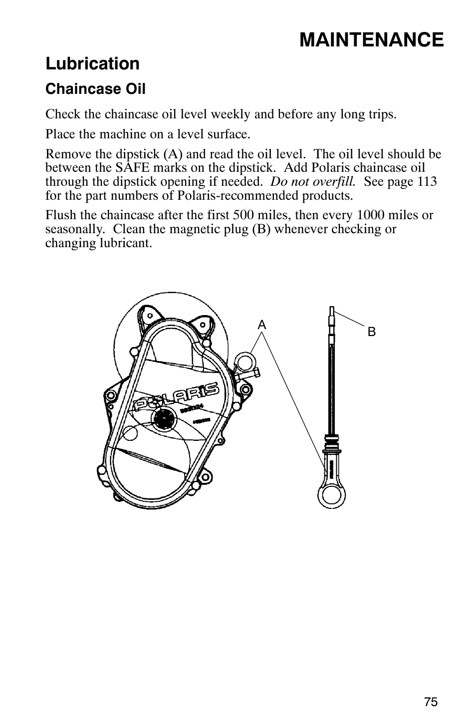 Maintenance, Lubrication | Polaris Frontier User Manual | Page 77 / 130