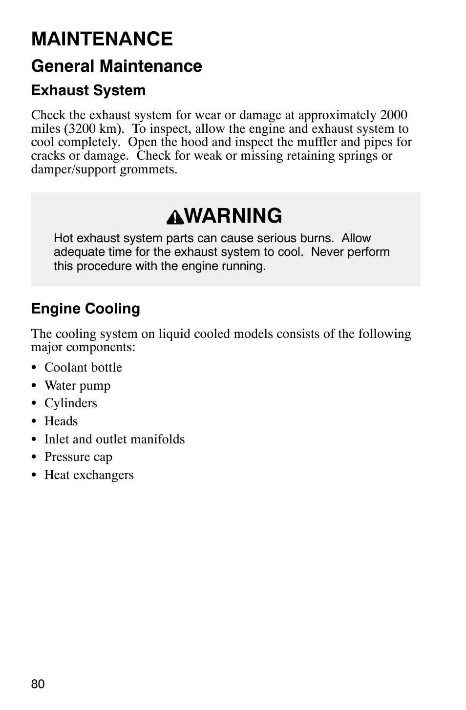 Warning, Maintenance, General maintenance | Polaris Frontier User Manual | Page 82 / 130