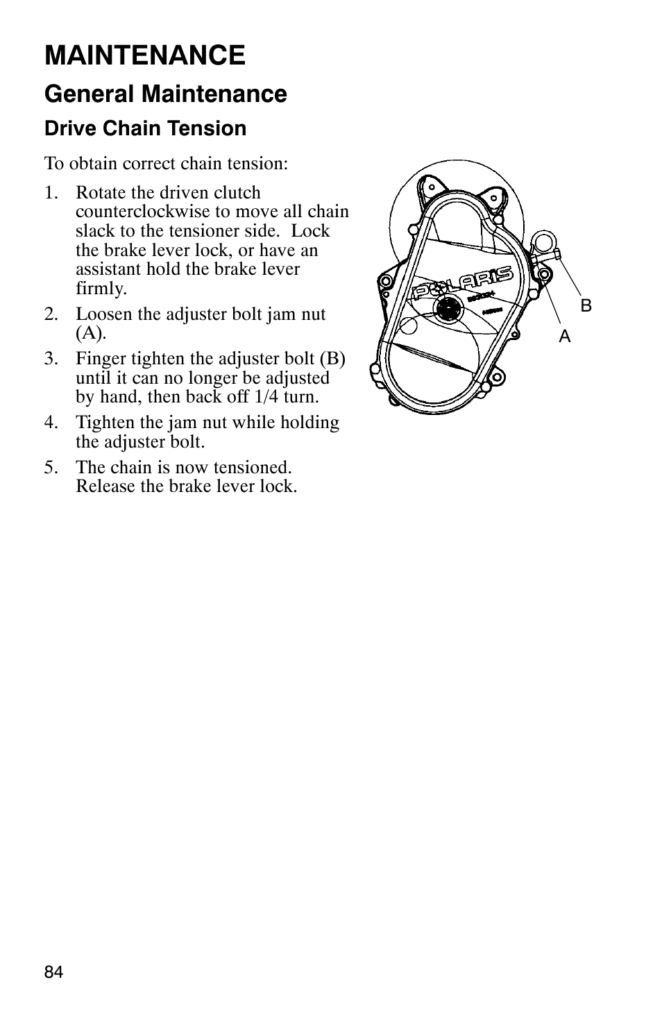 Maintenance, General maintenance | Polaris Frontier User Manual | Page 86 / 130