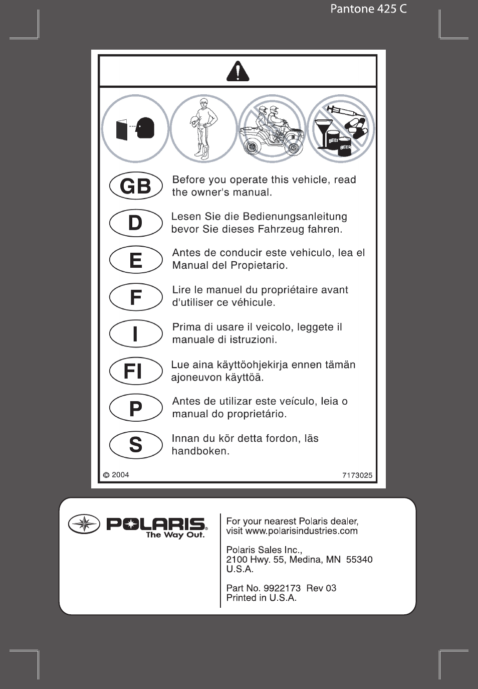 Polaris Sportsman 850 XP EPS User Manual | Page 2 / 131