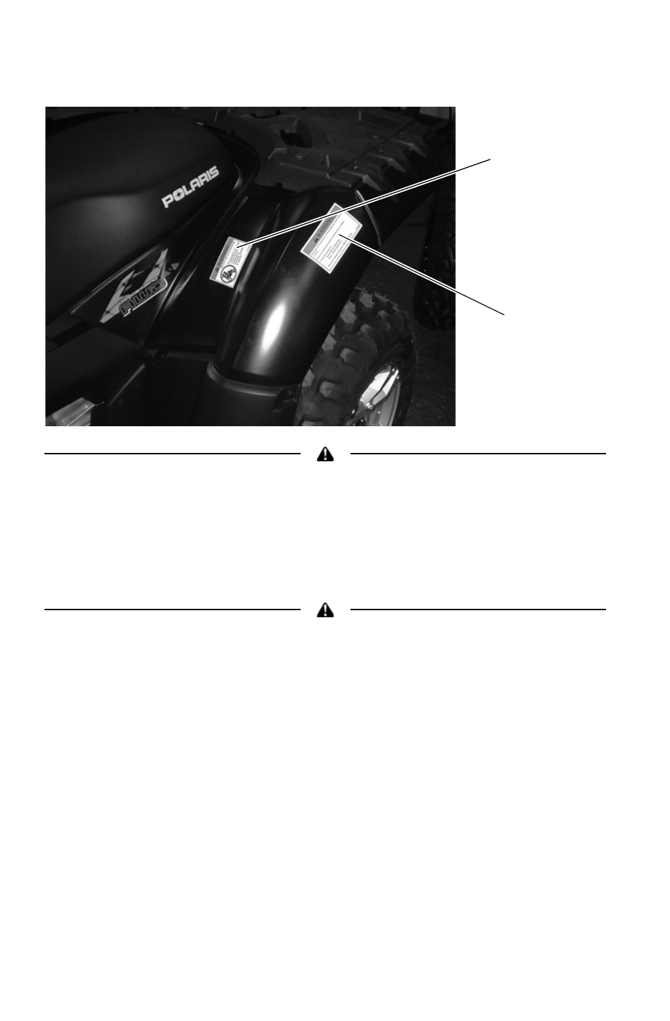 Safety, Safety labels and locations, No passenger” warning | Tire pressure/load alert | Polaris Sportsman 850 XP EPS User Manual | Page 20 / 131