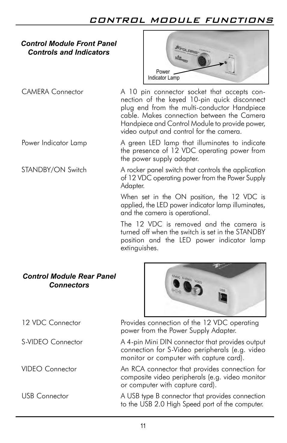 Control module functions | Polaris D7500 User Manual | Page 11 / 28