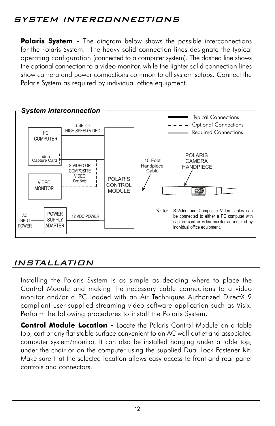 System interconnections, Installation, System interconnection | Polaris D7500 User Manual | Page 12 / 28