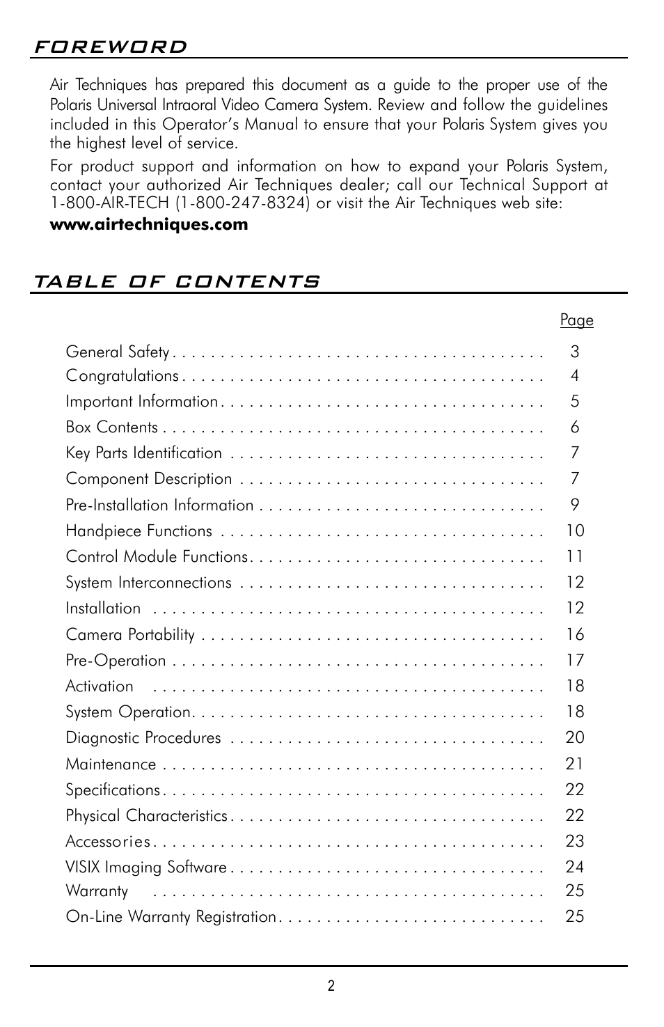 Polaris D7500 User Manual | Page 2 / 28