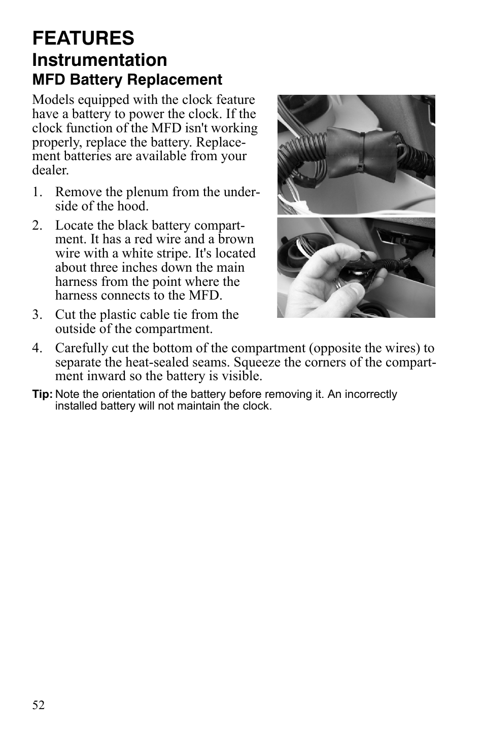 Features, Instrumentation | Polaris FS IQ Touring User Manual | Page 55 / 165