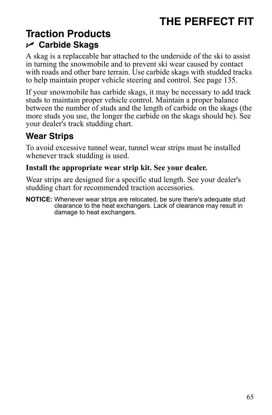 The perfect fit, Traction products | Polaris FS IQ Touring User Manual | Page 68 / 165