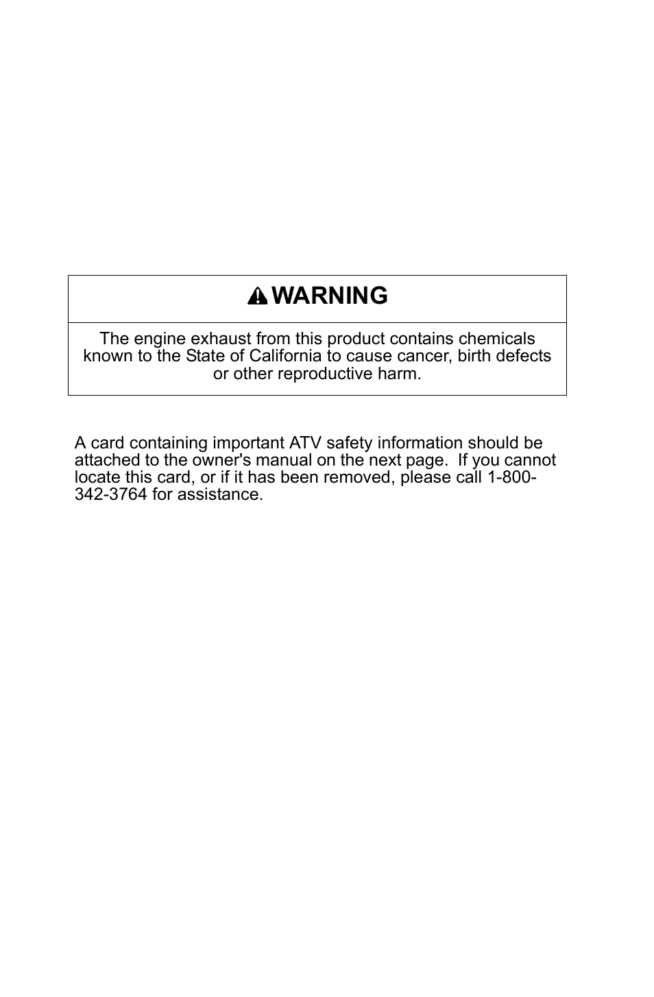 Warning | Polaris Sportsman 9922247 User Manual | Page 2 / 137
