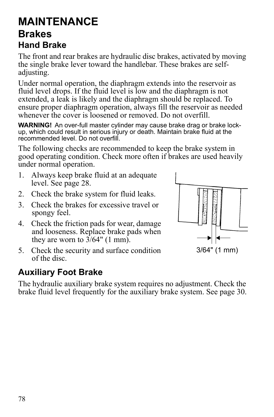Maintenance, Brakes | Polaris Sportsman 9922247 User Manual | Page 82 / 137