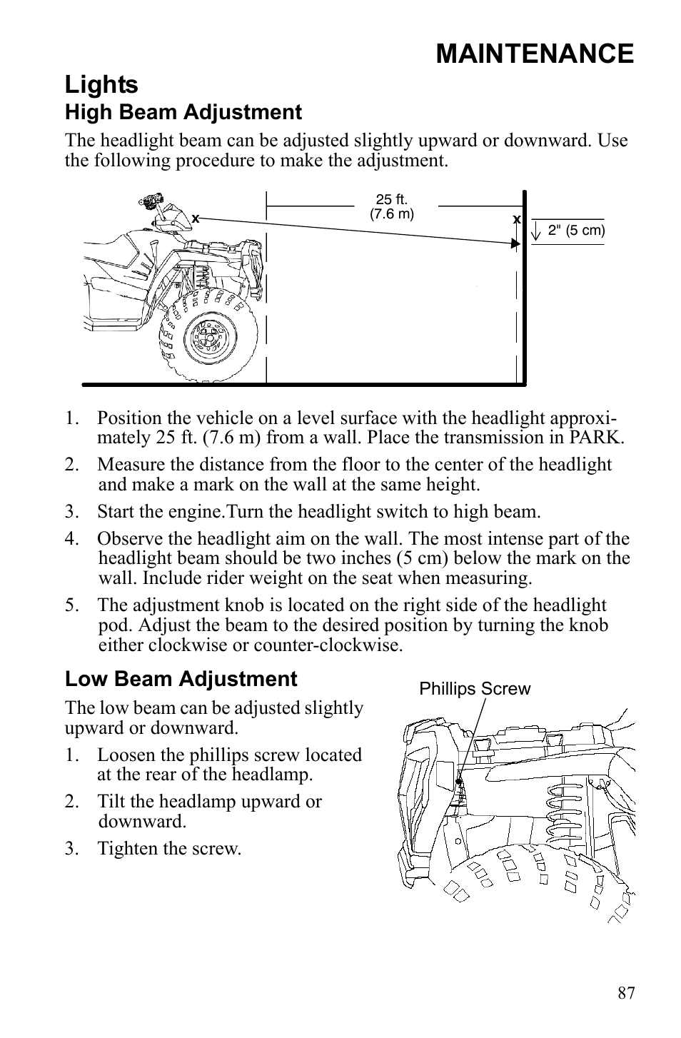 Maintenance, Lights | Polaris Sportsman 9922247 User Manual | Page 91 / 137