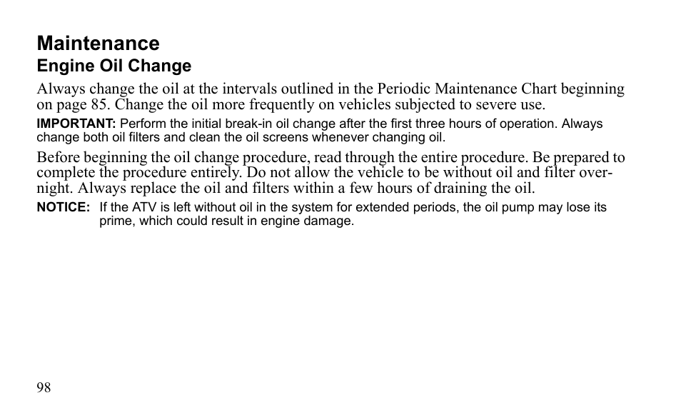 Maintenance | Polaris Outlaw 9922483 User Manual | Page 102 / 210