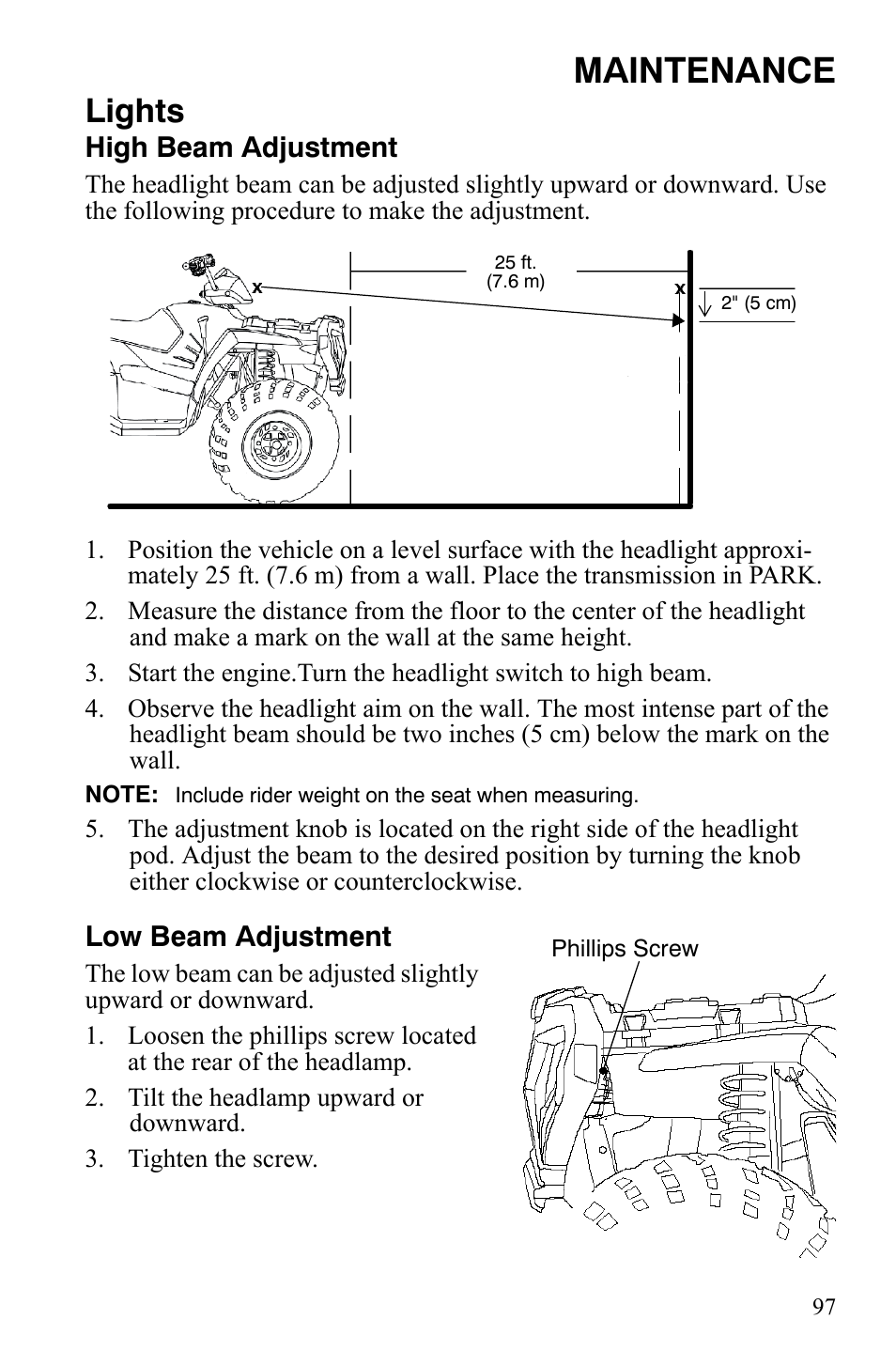 Maintenance, Lights | Polaris Sportsman 9920629 User Manual | Page 100 / 143